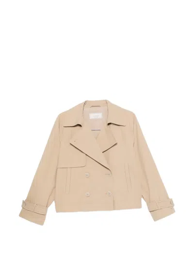 Peserico Double-breasted Cropped Jacket In Brown