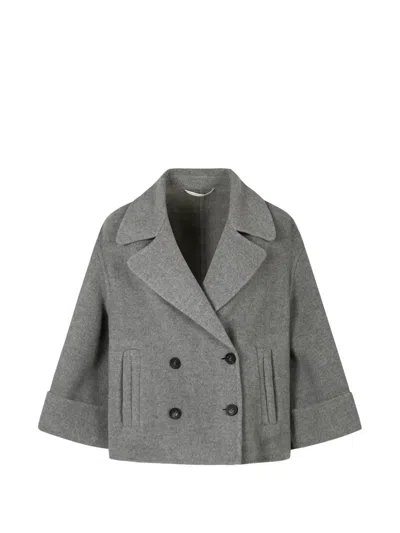 Peserico Double-breasted Notched-lapels Coat In Gray