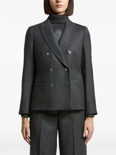 Peserico Double-breasted Peaked-lapels Jacket In Gray
