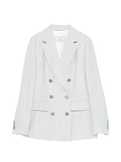 Peserico Double-breasted Pocket Blazer In Gray
