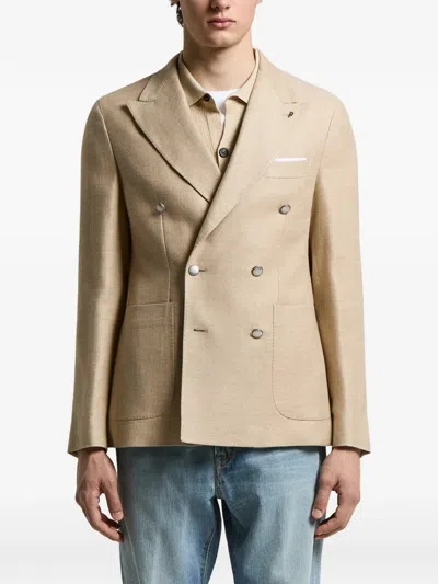 Peserico Double-breasted Pocket Blazer In Neutral