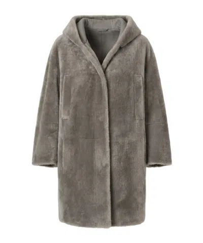 Peserico Double-faced Long-sleeve Coat In Gray