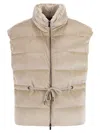 Peserico Down And Viscose Velvet Waistcoat In Nude