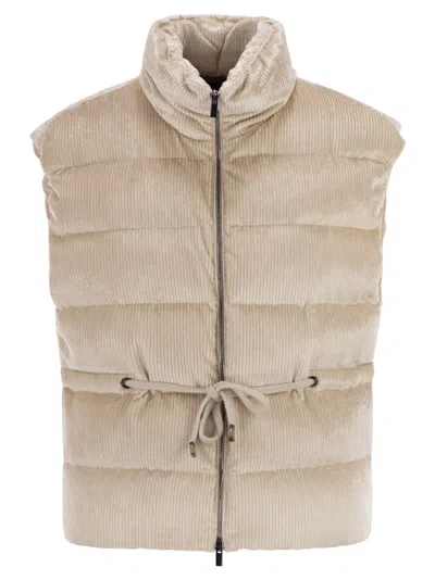 Peserico Down And Viscose Velvet Waistcoat In White