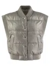 Peserico Down Cropped Vest In Gray