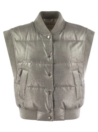 Peserico Down Cropped Vest In Grey