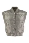 Peserico Down Cropped Vest In Gray