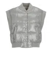 Peserico Down Cropped Vest In Gray