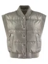 Peserico Down Cropped Vest In Gray