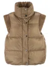 Peserico Down Vest With Winged Collar In Brown