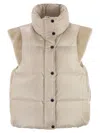 Peserico Down Vest With Winged Collar In Neutral