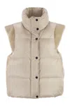 Peserico Down Vest With Winged Collar In Neutral