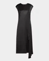 Peserico Draped Side-slit Midi Shift Dress In Black