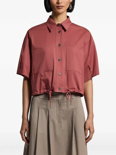 Peserico Drawstring Chest-pocket Shirt In Red