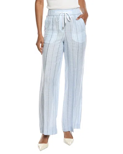 Peserico Drawstring Linen Pant In Blue