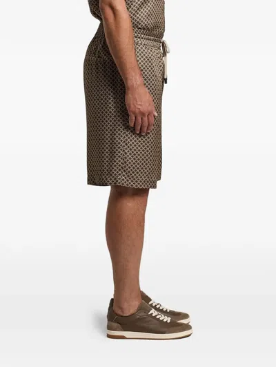 Peserico Drawstring Patterned Shorts In Brown