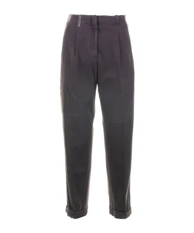Peserico Drawstring Pleated Trousers In Blue