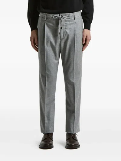 Peserico Drawstring Pleated Trousers In Gray