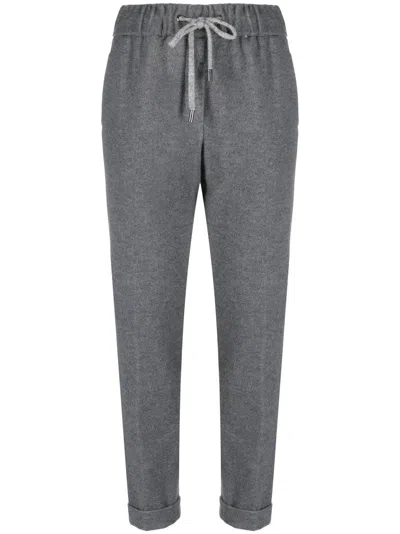 Peserico Drawstring Tapered Trousers In Grey