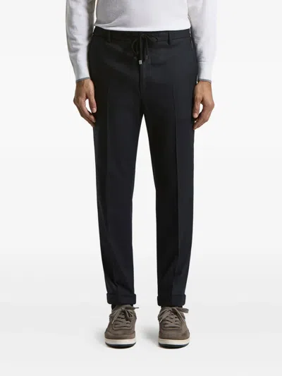 Peserico Wool Regular Fit Jogger Pants In Blue