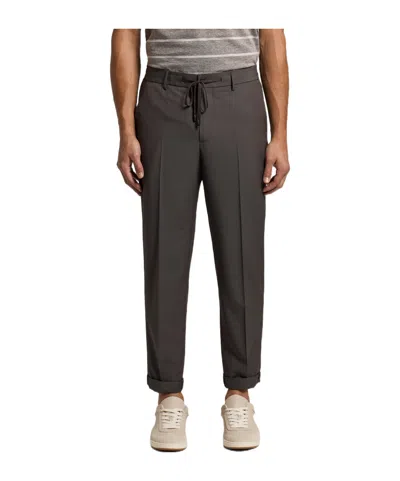 Peserico Drawstring Turn-up Trousers In Gray