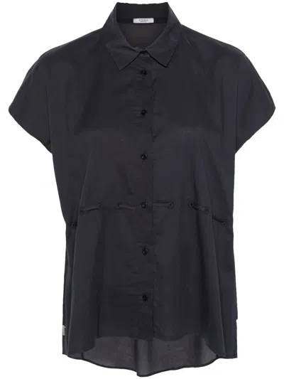 Peserico Drawstring-waist Cotton Blouse In Blue