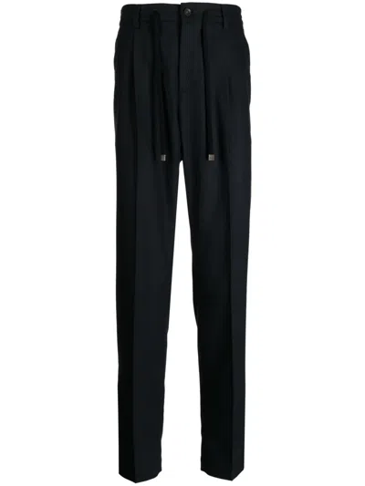 Peserico Tailored Flannel Trousers In Blue