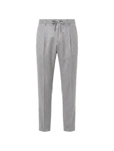 Peserico Drawstring-waist Pleated Trousers In Gray