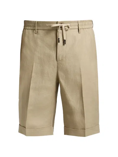 Peserico Drawstring-waist Turned-up Shorts In Brown