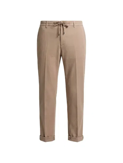 Peserico Drawstring-waist Turned-up Tapered Trousers In Neutral