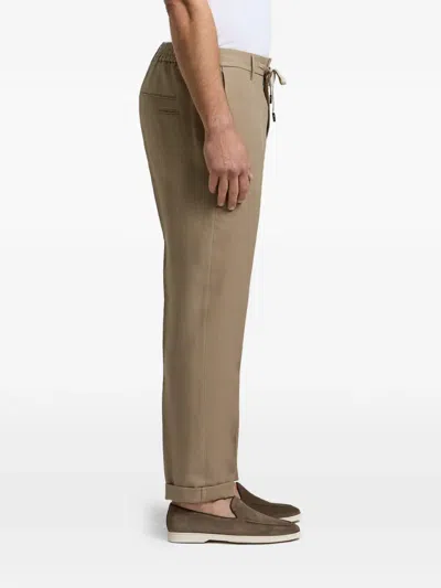 Peserico Drawstring-waistband Pressed-crease Trousers In Brown