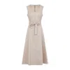 Peserico Sleeveless Maxi Dress With Fitted Bodice In Beige