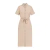 Peserico Beige Chemisier Cotton Midi Dress In Beige