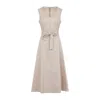 Peserico Sleeveless Maxi Dress With Fitted Bodice In Beige