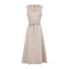 Peserico Sleeveless Maxi Dress With Fitted Bodice In Beige