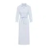 Peserico Chemisier Linen Midi Shirt Dress In Blue