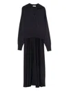 Peserico Midi Dress With Inserts In Black
