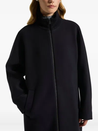 Peserico Drop-shoulder Funnel-neck Coat In Black