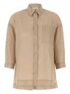 Peserico Asymmetric Hem Shirt Shirt And Blouse Beige In Brown