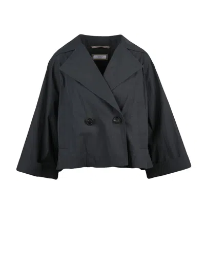 Peserico Easy Double-breasted Short Jacket With Boxy Silhouette And Versatile Design In Black