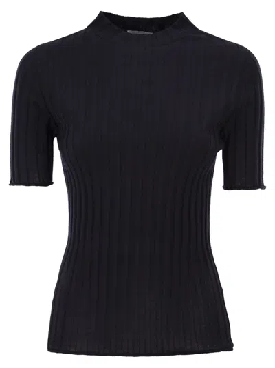 Peserico Easy Short Sleeved Ribbed Woollen Jumper