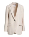 Peserico Easy Woman Blazer Beige Size 12 Wool, Polyester, Viscose, Polyamide, Elastane In Neutral