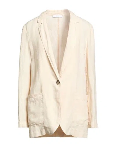 Peserico Easy Woman Blazer Beige Size 16 Linen In White
