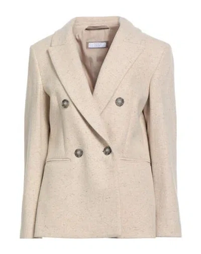 Peserico Easy Woman Blazer Beige Size 6 Wool, Polyamide, Silk, Elastane In Neutral