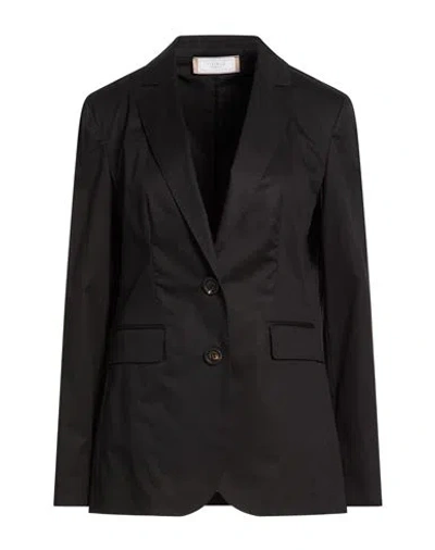 Peserico Easy Woman Blazer Black Size 10 Cotton, Elastane In Multi