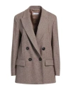 Peserico Easy Woman Blazer Brown Size 6 Wool, Polyester, Polyamide, Silk, Elastane In Brown