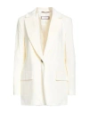 Peserico Easy Woman Blazer Cream Size 12 Cotton, Viscose, Elastane In Brown