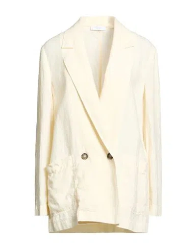 Peserico Easy Woman Blazer Cream Size 6 Linen In White