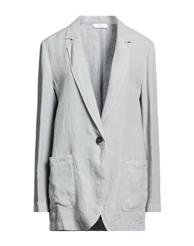 Peserico Easy Woman Blazer Grey Size 10 Linen In Blue