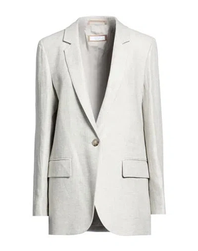 Peserico Easy Woman Blazer Grey Size 6 Linen In Gray